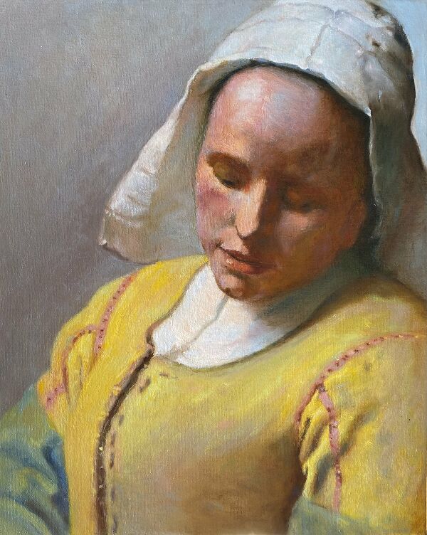 A Copy of a Fragment of Jan Vermeer's Work "Dairy"