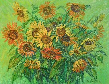 Подсолнухи на зеленом