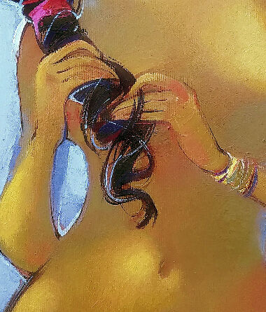 Дівчина що заплітає косу