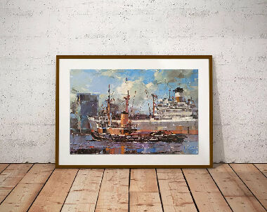 Cargo ship CITY OF SWANSEA and tug FIGHTING COCK