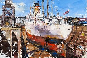 Вантажний корабель рефрижератор TURRIALBA в Саутгемптон Трафальгарському сухому доці