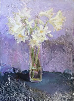 Лілії на ліловому тлі