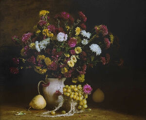 Хризантеми й виноград