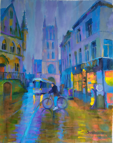 Дождливое утро. Собор Святого Бавона