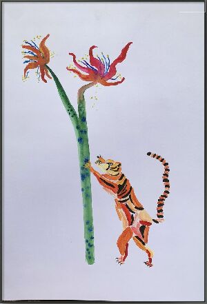 Тигр с цветком