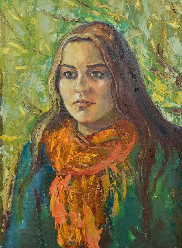 Portrait of a girl with an orange scarf