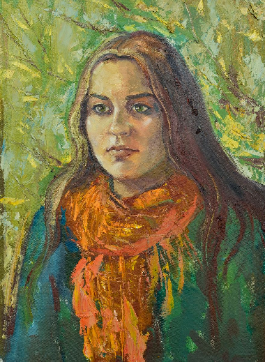 Portrait of a girl with an orange scarf