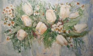 Натюрморт с белыми тюльпанами