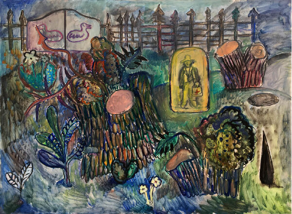 Рабочий небесной аптеки в саду печальном