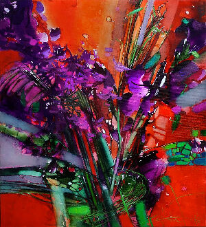 Цветы на красном фоне