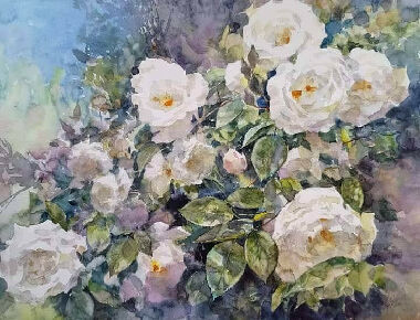 A branch of white roses