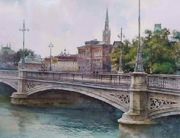 Стокгольм. Вид на Риддаргольменскую церковь