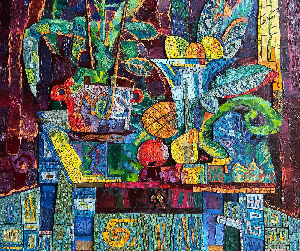 Натюрморт з грузинським гранатом та українською грушею