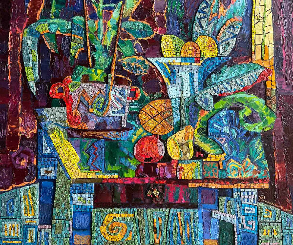 Натюрморт з грузинським гранатом та українською грушею