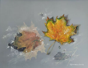 Встреча.Кленовые листья на льду