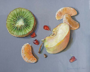 Ківі, гранат та яблуко