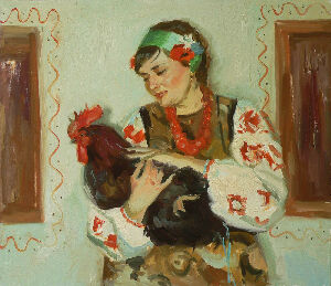 Девушка с петухом