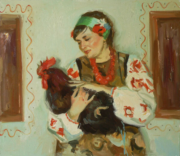 Девушка с петухом