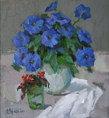 Still Life With Blue Petunias