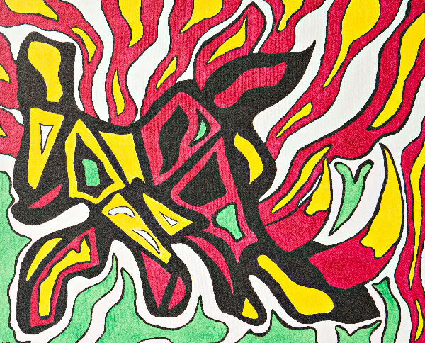 Rhino with the peacock's tale