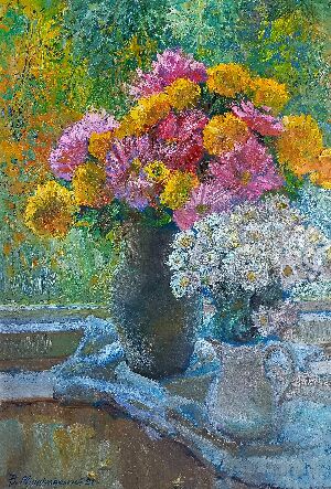 Chrysanthemums On The Window