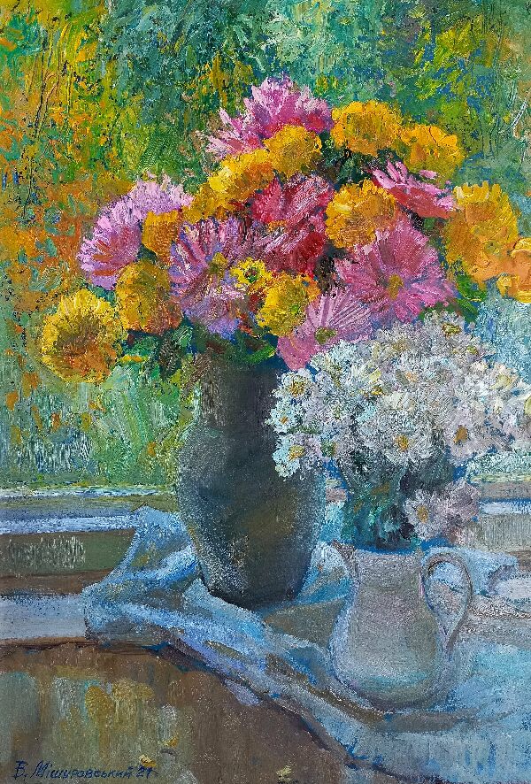 Chrysanthemums On The Window