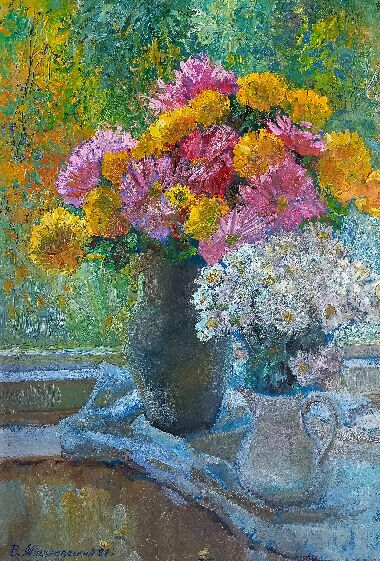 Chrysanthemums On The Window