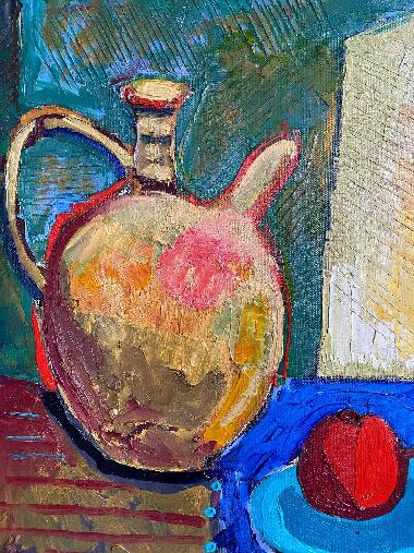 Натюрморт із червоним яблуком