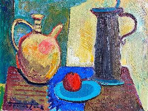 Натюрморт із червоним яблуком