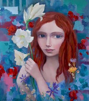 Дівчина з білими квітами