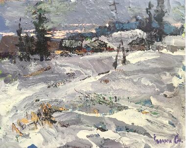 На краю деревни зимой