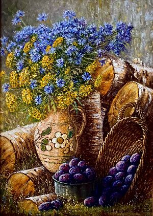 Васильки с пижмой и сливами