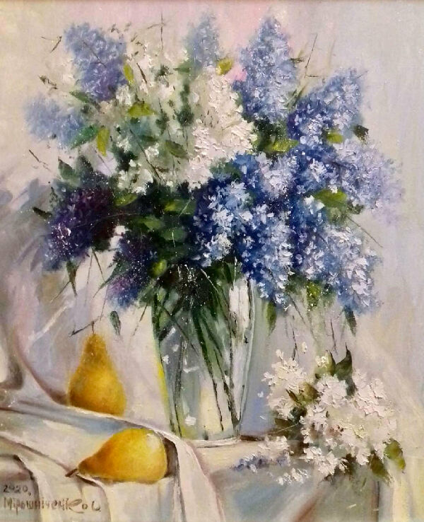 Натюрморт с сиренью и грушами