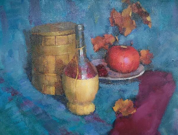 Натюрморт на синем фоне