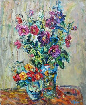 Натюрморт. Мальви та настурції