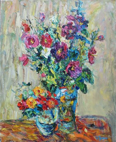 Натюрморт. Мальви та настурції