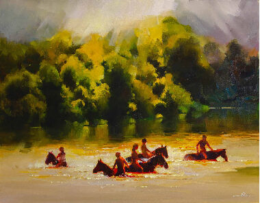 Washing Horses on The Desna River