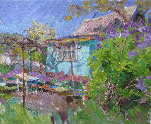 Великий кущ квітучого бузку