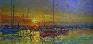 Sunset at The Sea. The Yachts