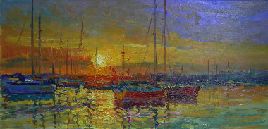 Sunset at The Sea. The Yachts