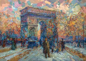 Падеревский перед Триумфальной аркой в Париже