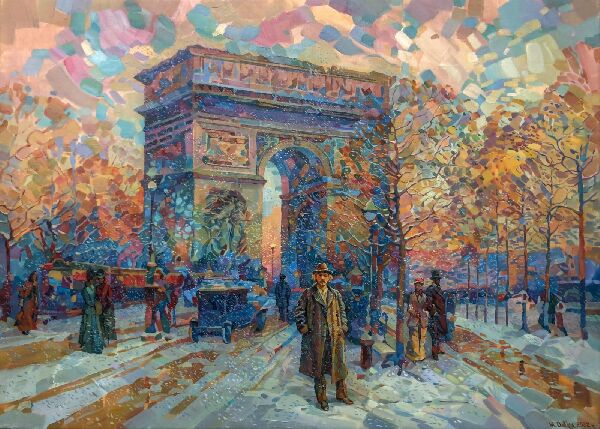 Paderewski in Front of the Arc de Triomphe in Paris