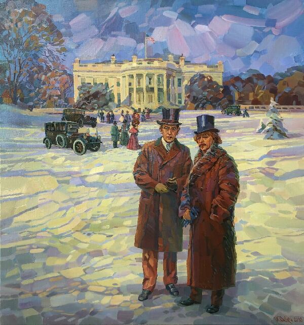 Я. И. Падеревский с президентом Вудро Вильсоном перед Белым домом