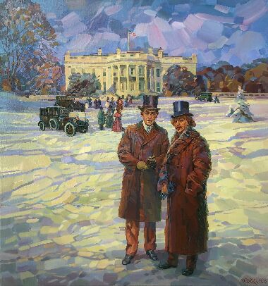 Я. И. Падеревский с президентом Вудро Вильсоном перед Белым домом